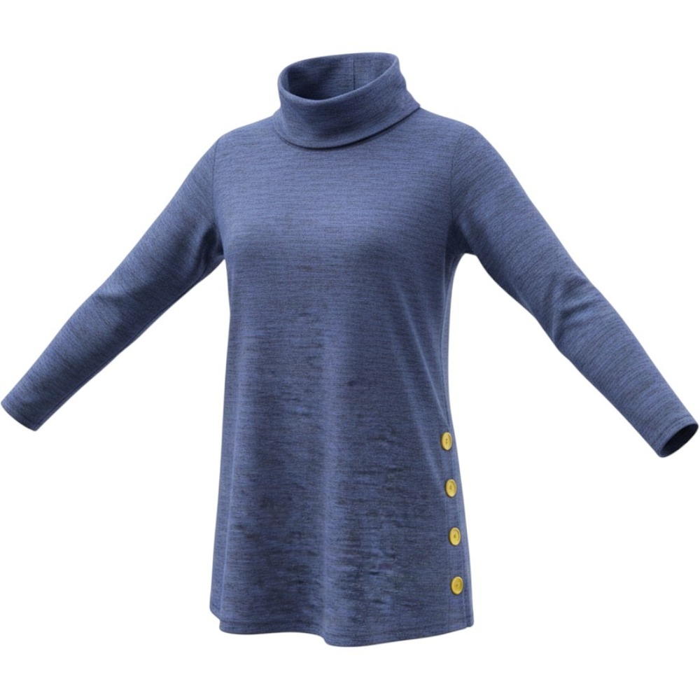 New Directions Womens Blue Space Dye Cowl Neck Button Side Top Large NWT